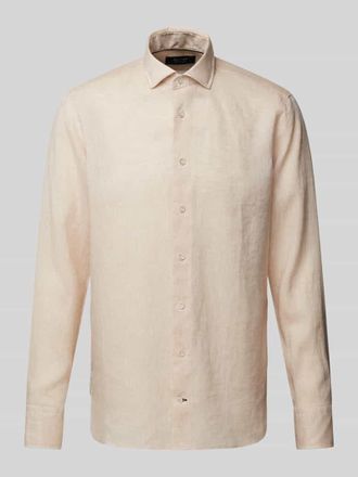 Olymp Slim Fit Leinenhemd mit Kentkragen Modell Sykia in Sand, Gr&ouml;&szlig;e 39