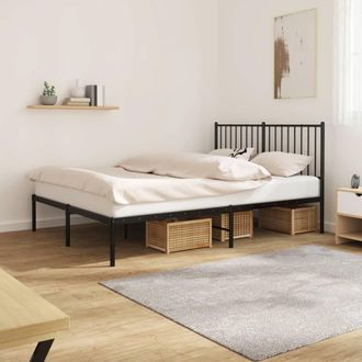 Berkfield Home Metal Bed Frame with Headboard Black 140x200 cm