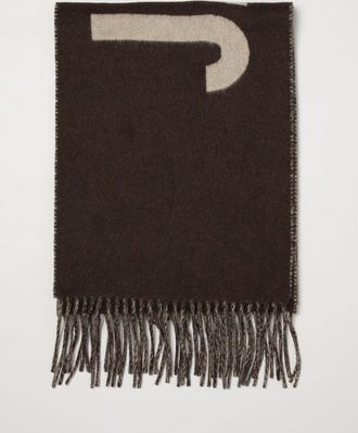 Jacquemus Sciarpa in cotone con logo jacquard a contrasto e bordi sfrangiati