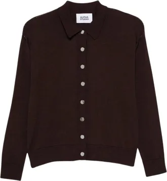 Alpha Studio Merino Wol Cardigan - Dames - Truien - Bruin - Maat: L Wol