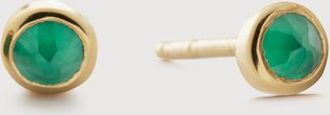 Monica Vinader Gold Gemstone Stud Earrings Emerald