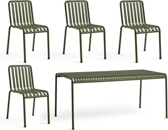 HAY Palissade Tisch + 4x Chair, olive