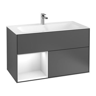 Villeroy & Boch Villeroy&boch - Finion, Muebles De Ba&ntilde;o, 996 X 591 X 498 Mm, Angular, Con Estanter&iacute;a (iluminada), Modelo Suspendido, En Madera, Iluminaci&oacute;n Led, 1x Le
