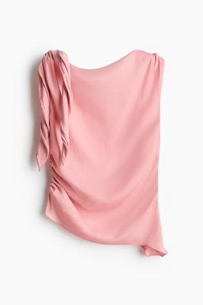 H&M Asymmetrisches Top mit Bindedetail - Hellrosa
