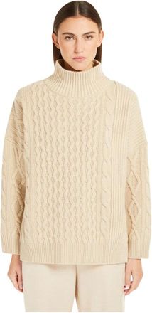 Max Mara Patchwork wollen coltrui - Dames - Coltruien - Beige - L - Wol - Truien & Vesten