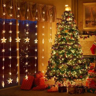 OEM Guirnalda De Luces Con Espejo, 80 Estrellas, 144 Led, Cortina De Estrellas Conectable, 2 M X 1,5 M Con 8 Modos, Luces De Ventana Con Control Remoto, L