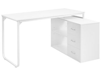 Beliani Escritorio esquinero 140 cm 100 cm blanco
