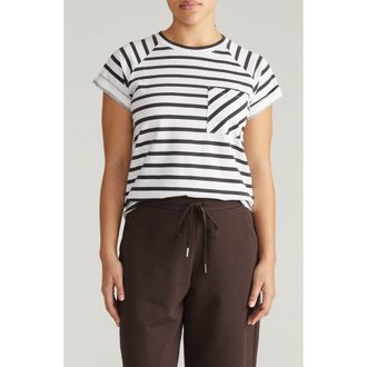 Universal Standard Light As Air Short Sleeve T-Shirt in Zen Black/White at Nordstrom, Size Xs