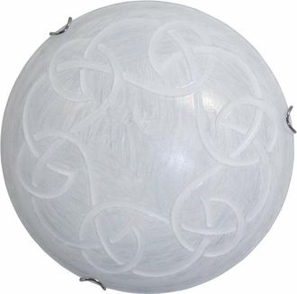 Energy Plaf&oacute;n 2xe27 Con Ganchos En Cromo Y Cristal Rayado Blanco