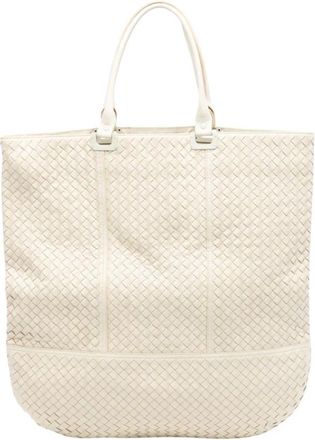 Bottega Veneta Pre-owned Leather Tote Bag - Dames - Vintage Shopper - Wit - ONE Size - Leer - Vintage