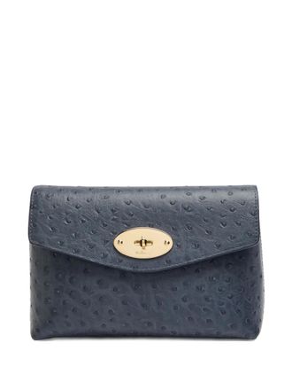 Mulberry Darley textured clasp clutch bag - women - Calf Leather - OS - Blue