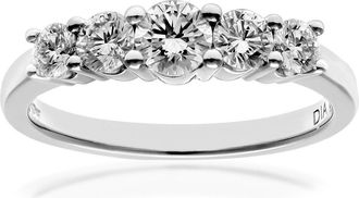 Jewelco London Platinum Diamond 5 Stone Eternity Ring 4mm 0.75CT H/SI - PR0AXL7696PTHSI