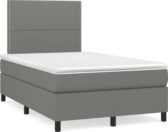 vidaXL Vidaxl - Cama Box Spring Con Colch&oacute;n Y Led Tela Marr&oacute;n Oscuro 120x190 Cm