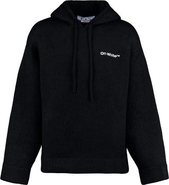 Off-white Gebreide Hoodie met Logo Print - Heren - Hoodies - Zwart - L - Wol - Hoodies & sweatvesten