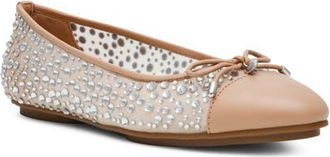 Anne Klein Luci Bow & Crystal Embellished Ballet Flat in Crystals at Nordstrom, Size 7.5