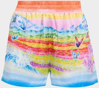 Casablanca Printed Silk Pull-On Shorts