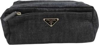 Prada Pre-owned Denim Pouch - Dames - Vintage Clutch - Zwart - ONE Size - Denim - Vintage