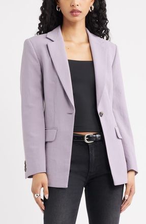 Open Edit Curator Crepe Fitted Blazer in Purple Ridge at Nordstrom, Size Xx-Small