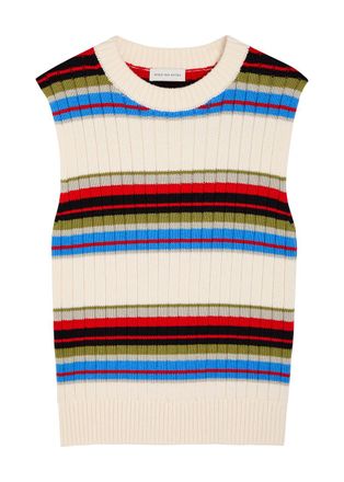 Dries Van Noten Mosaic Striped Cotton and Wool-blend Vest - White - XL