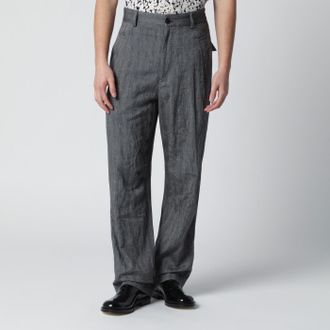 Dries Van Noten Black herringbone trousers