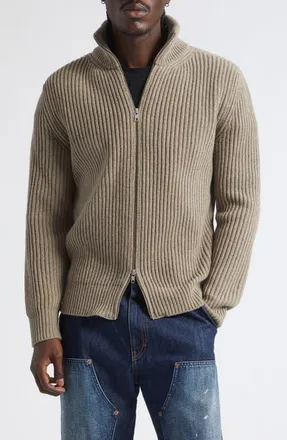 Maison Margiela Wool Blend Rib Cardigan in Beige Melange at Nordstrom, Size Xx-Large