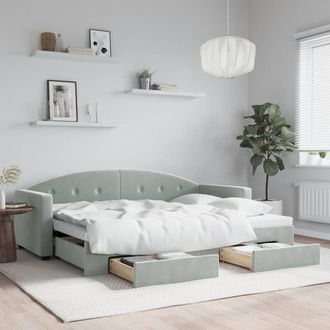 vidaXL Sof&aacute; Cama Nido Con Cajones Terciopelo Gris Claro 80x200 Cm Vidaxl