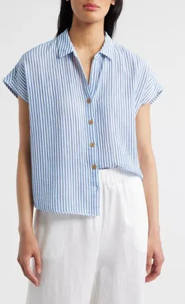 Beach Lunch Lounge Gem Stripe Shirt in Blue Harbor at Nordstrom, Size X-Small