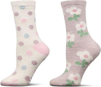 MeMoi Assorted 2-Pack Aloe Infused Crew Socks in Taupe at Nordstrom, Size 9