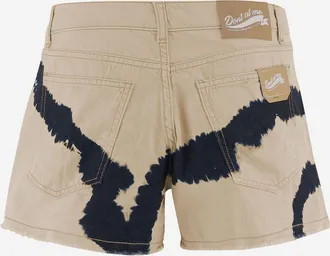 DON'T @ ME Womens Cotton Shorts Beige Tie-Dye