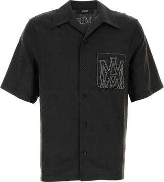 Amiri Short Sleeve Shirts, male, Black, Size: L Black Button-Up Shirt with Chest Pocket