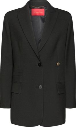 Elena Miro Q009Z0 Blazer - Dames - Blazers - Zwart - M - Leer - Jassen