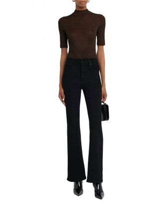 Frame Denim Lurex Mock Neck Top In Americano
