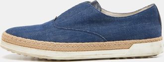 Tod's Tods Blue Denim Francesina Slip On Espadrille Sneakers