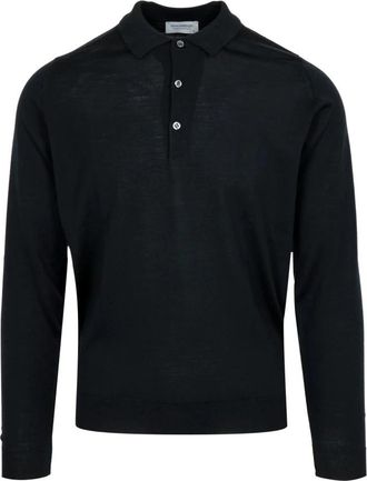 John Smedley Belper Polo - Heren - Polos - Zwart - M - Wol - Tops