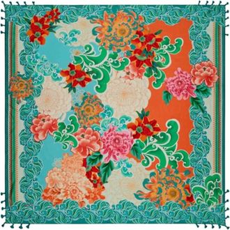 Johnny Was Womens Edenia Silk Scarf In Green Multi
