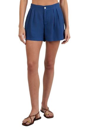 Bella Dahl Double Pleat Linen Shorts in Midnight Surf at Nordstrom, Size X-Small
