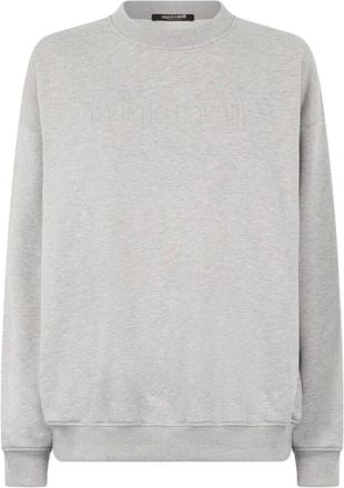 Roberto Cavalli Hoodies & sweatvesten, Dames, Grijs, S, Katoen, Sweatshirt Met Opstaande Kraag