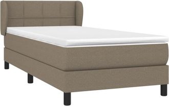 vidaXL Cama Box Spring Con Colch&oacute;n Tela Gris Taupe 100x200 Cm Vidaxl