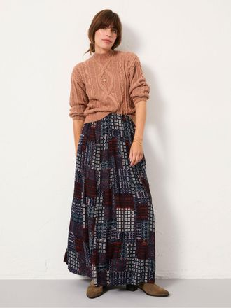 Fat Face FatFace Navy Blanket Maxi Skirt