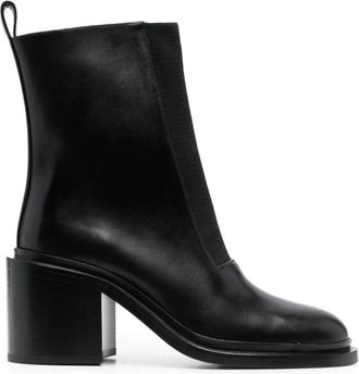 Jil Sander Enkelhoge laarzen met blokhak - Dames - Laarzen met Hak - Zwart - 40 EU - Leer - Schoenen
