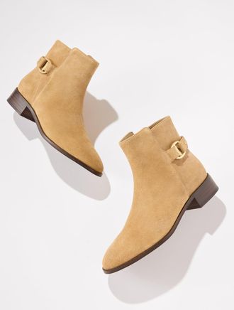Talbots Tish Link Suede Ankle Boots - Light Toffee - 10 1/2 M Talbots