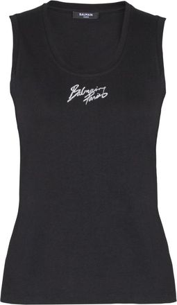 Balmain Katoenen tanktop met Balmain-logo