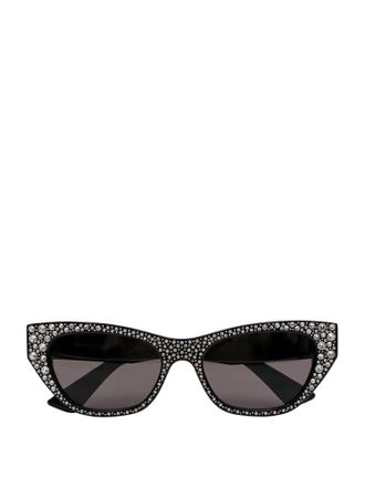 Alexander McQueen Acetate Sunglasses With Rhinestones Detail-Donna