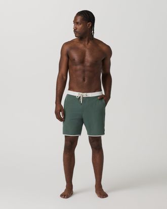 Vuori Clothing Cruise Boardshort 7 | Agate Green Linen Texture | 28
