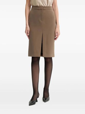 Isabelle Blanche front-slit midi skirt - Brown