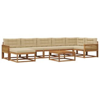 vidaXL Conjunto De Sof&aacute;s De Exterior Con Coj&iacute;n 8 Pcs Natural Y Beige Vidaxl