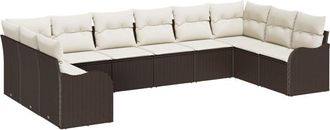 vidaXL Vidaxl - Garden Sofa Set with Cushion 10 pcs Brown, white Poly rattan