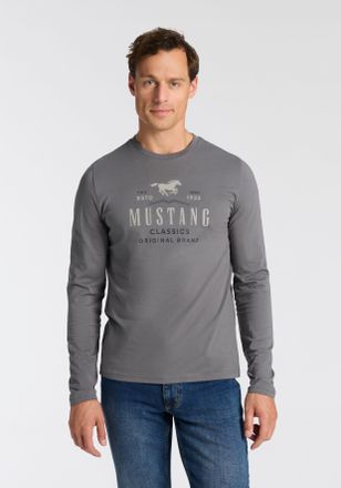 Mustang Langarmshirt MUSTANG Style Adrian, Herren, Gr. XXL, castel rock, Obermaterial: 100% Baumwolle, regular fit, Rundhals, Shirts Langarmshirt