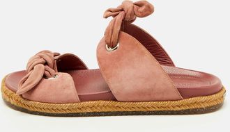Jimmy Choo London Pink Suede Bow Flat Slides