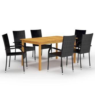 Berkfield Home 7 Piece Garden Dining Set Black